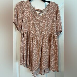 Floral Lace-Up Flowy Tunic